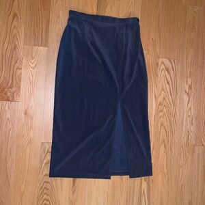 Navy Blue velvet midi skirt